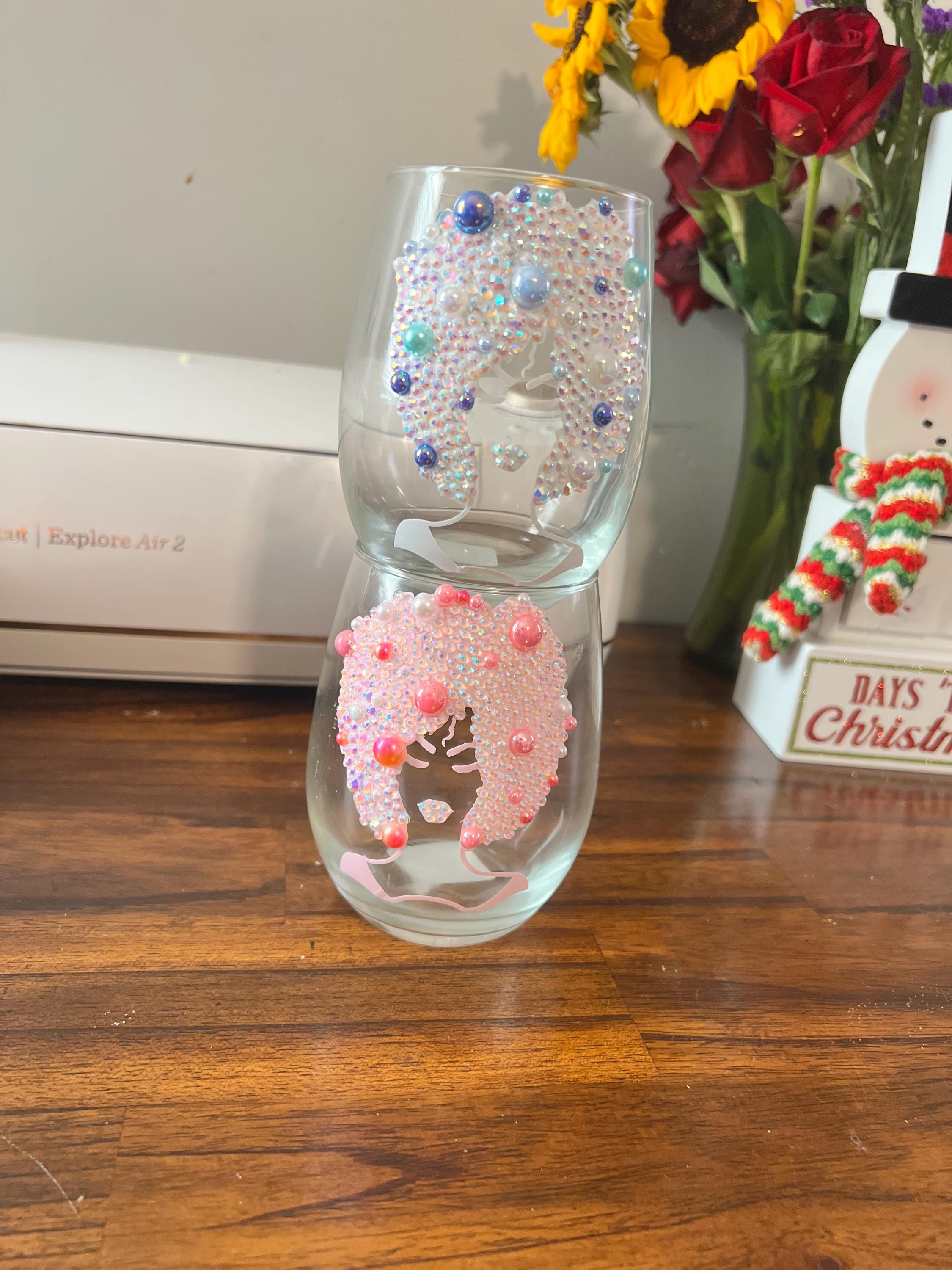 Bling stem or stemless wine glass
