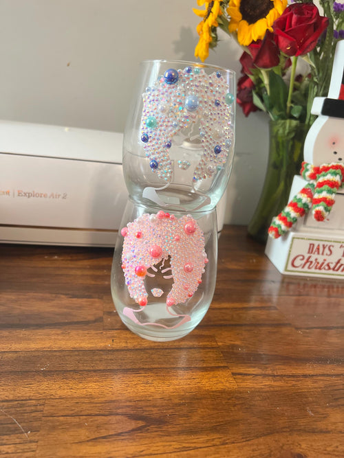 Bling stem or stemless wine glass