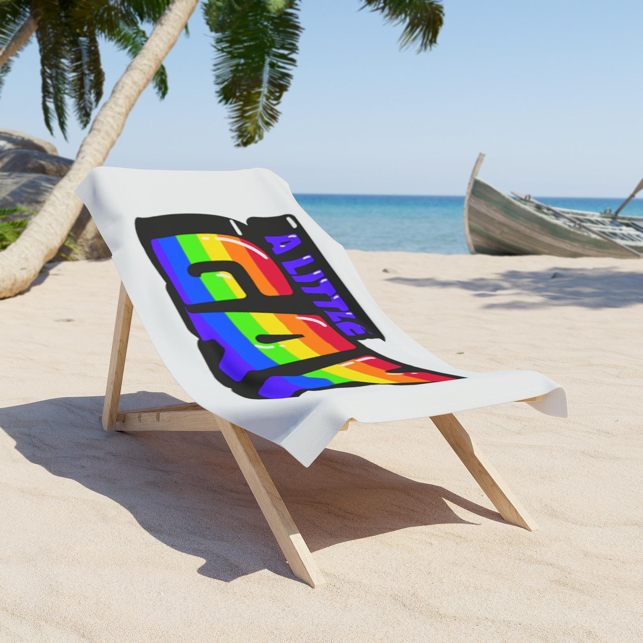 Colorful Pride Beach Towel - "A Little Gay" Summer Fun, LGBTQ+ Gift, Pool Party Essential, Rainbow Accessory, Beach Day Must-Have
