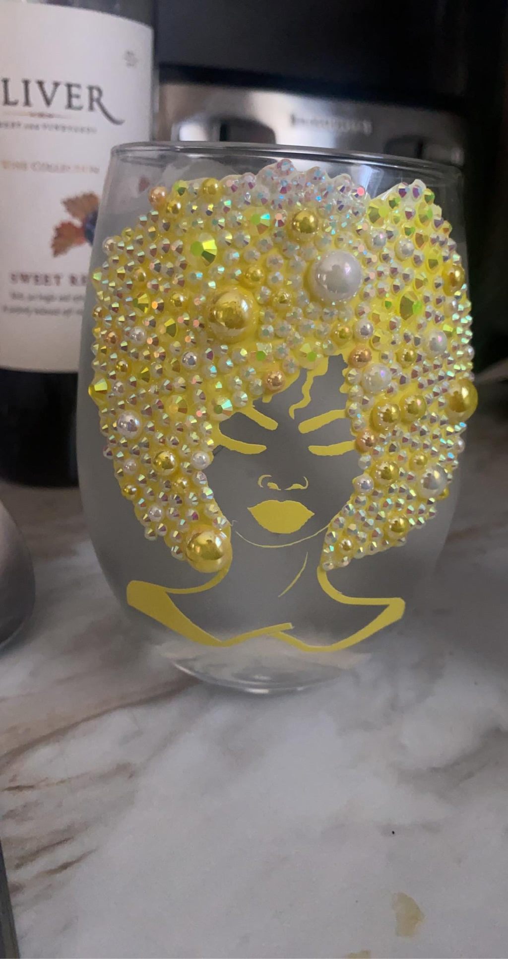 Bling stem or stemless wine glass