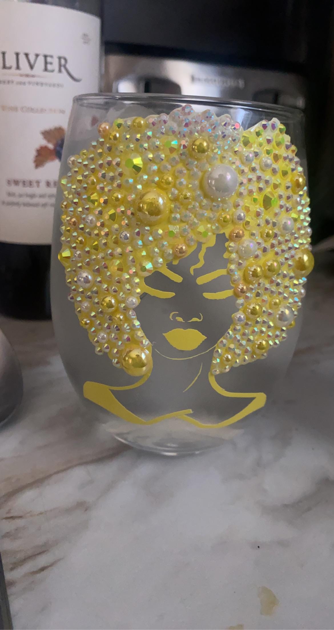 Bling stem or stemless wine glass