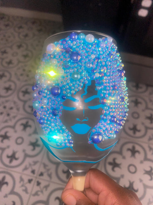 Bling stem or stemless wine glass
