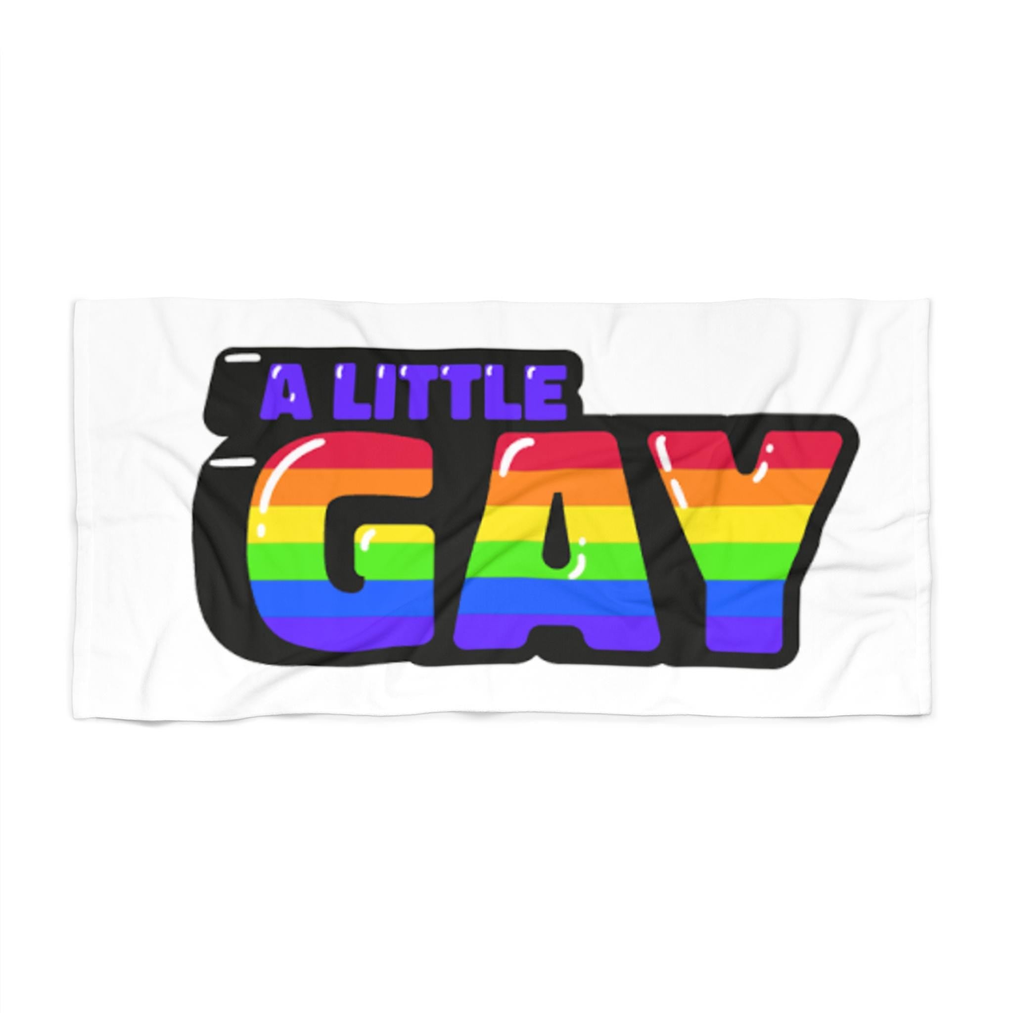Colorful Pride Beach Towel - "A Little Gay" Summer Fun, LGBTQ+ Gift, Pool Party Essential, Rainbow Accessory, Beach Day Must-Have